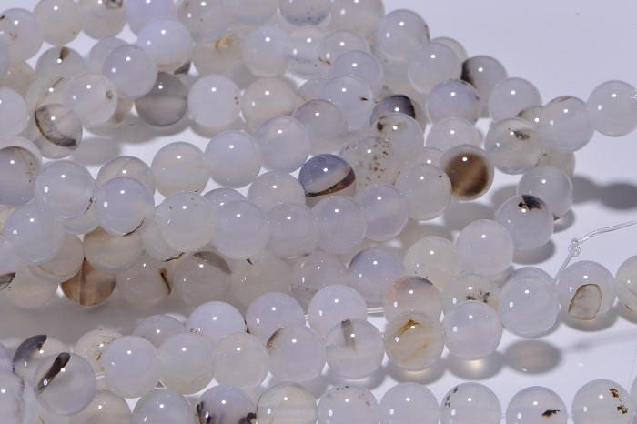 Moonstone Black Flower Agate Beads: 8mm Gemstone Jewelry Making Supplies