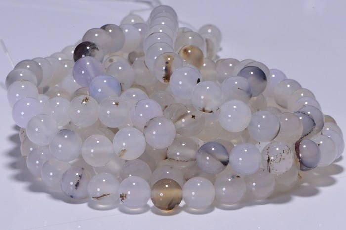 Moonstone Black Flower Agate Beads: 8mm Gemstone Jewelry Making Supplies