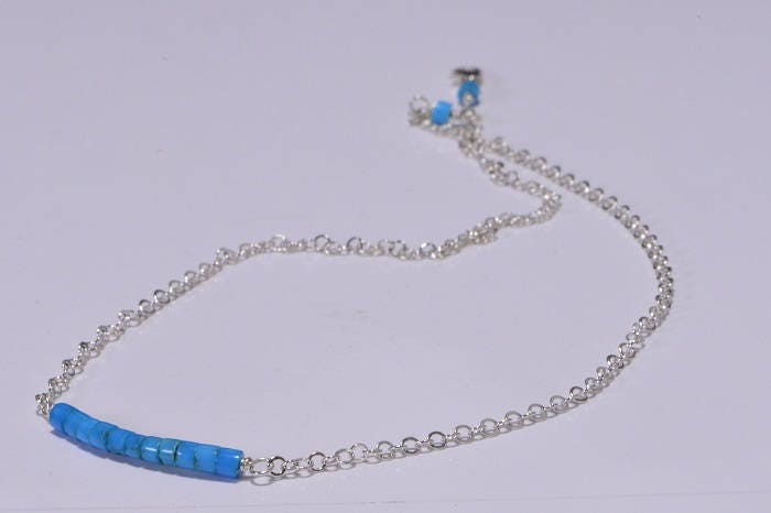 Sleeping Beauty Turquoise Bar Necklace: Sterling Silver Gemstone Jewelry
