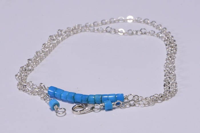 Sleeping Beauty Turquoise Bar Necklace: Sterling Silver Gemstone Jewelry