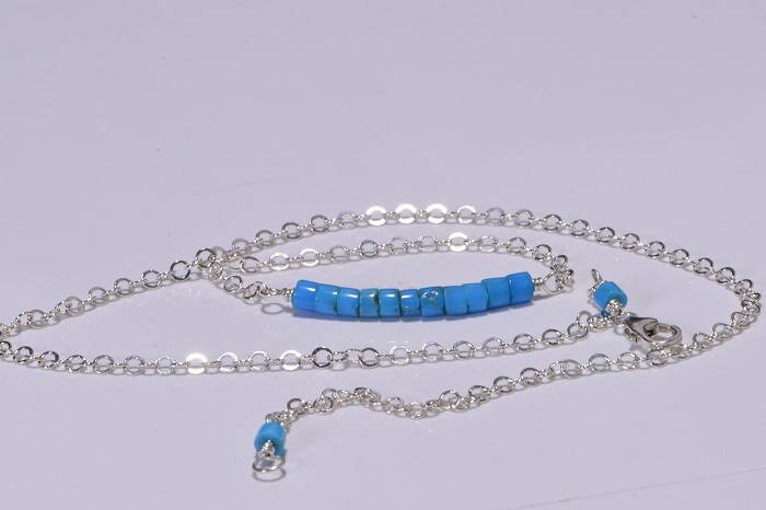 Sleeping Beauty Turquoise Bar Necklace: Sterling Silver Gemstone Jewelry