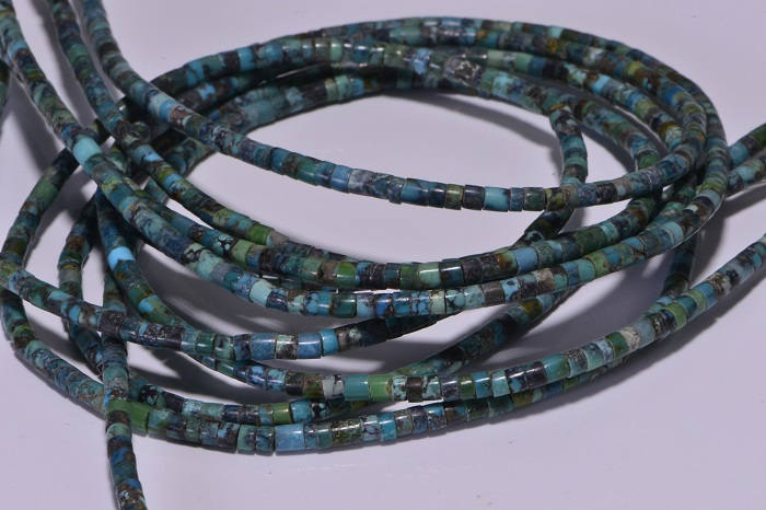 Natural Turquoise Heishi Beads: 16" Gemstone Strand (2.9x2.5mm)