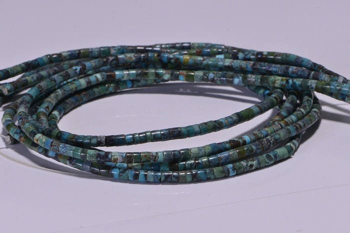 Natural Turquoise Heishi Beads: 16" Gemstone Strand (2.9x2.5mm)