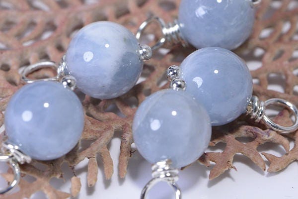 Aquamarine Beads 8 mm Wire Wrapped Head Pin Silver wire
