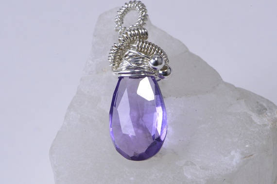 Wire Wrapped Amethyst Pendant: Sterling Silver, February Birthstone