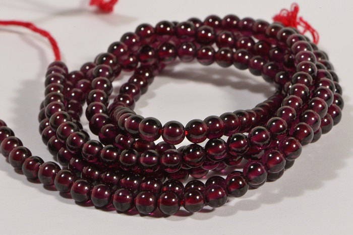 AAA Garnet Beads: 4mm Round Natural Gemstone, 16" Strand