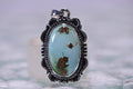 Authentic Royston Turquoise Pendant Sterling Silver Bezel Setting Large Oval Pendant