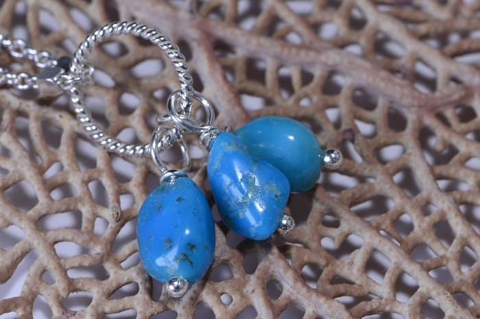 Sleeping Beauty Turquoise Dangle Charm  Sterling Silver wire wrapped stone Birthstone Charm