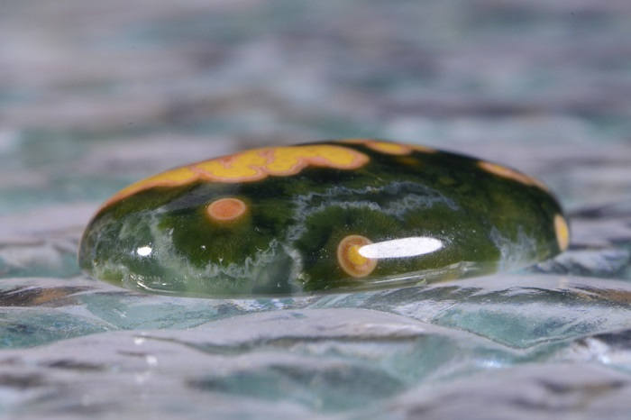 AAA Grade Ocean Jasper Cabochon: Green, Yellow, and Orange Gemstone (30x21x6.5mm)