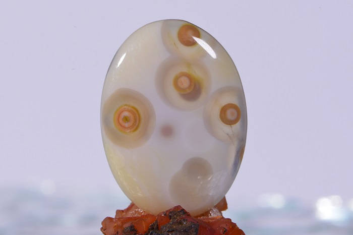 Ocean Jasper Cabochon: Oval Gemstone with Yellow-Orange Orbs (30x22x5.2mm)