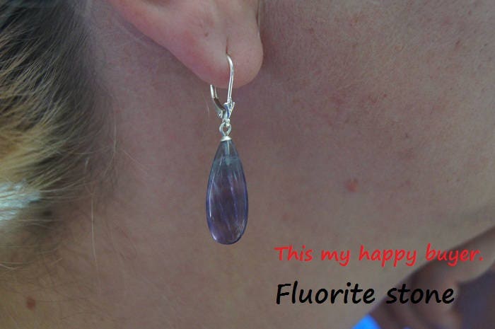 Rainbow Fluorite Teardrop Earrings: Sterling Silver Gemstone Dangles