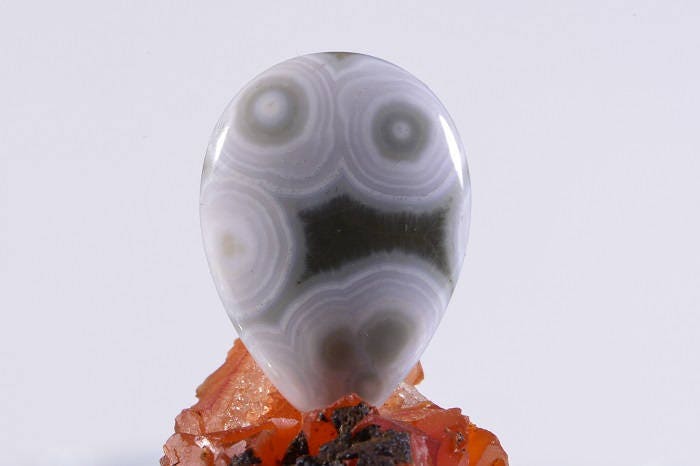 Ocean Jasper Cabochon: White & Green Gemstone (25x18x4.3mm)