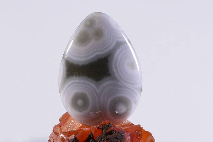 Ocean Jasper Cabochon: White & Green Gemstone (25x18x4.3mm)