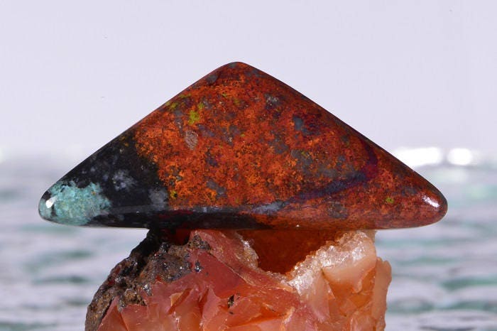 Sonora Sunrise Cabochon: Cuprite Chrysocolla Gemstone (41x17x6.4mm)
