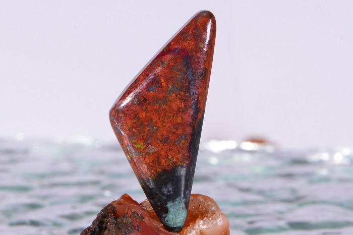 Sonora Sunrise Cabochon: Cuprite Chrysocolla Gemstone (41x17x6.4mm)