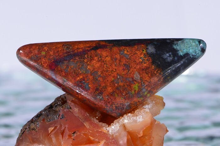 Sonora Sunrise Cabochon: Cuprite Chrysocolla Gemstone (41x17x6.4mm)