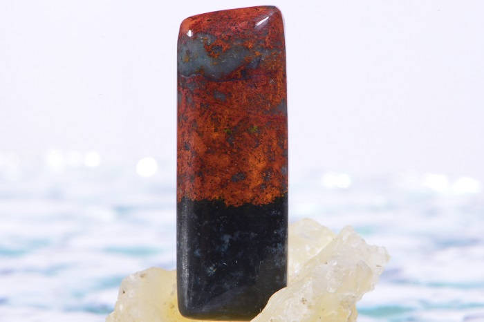 Sonora Sunrise Cabochon: Hand Cut Cuprite Gemstone (34x12x6.8mm)