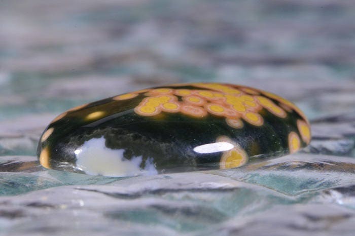 AAA Grade Ocean Jasper Cabochon: Green, Yellow, and Orange Gemstone (30x21x6.5mm)