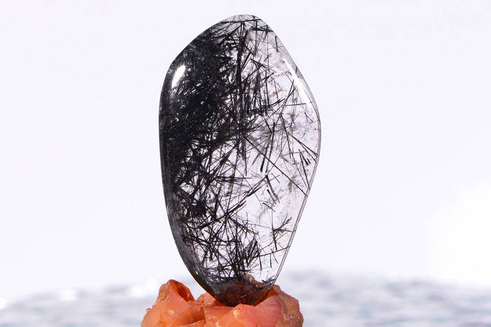 Natural Rutilated Quartz Cabochon: Black Needle Inclusions, Gem Grade AAA