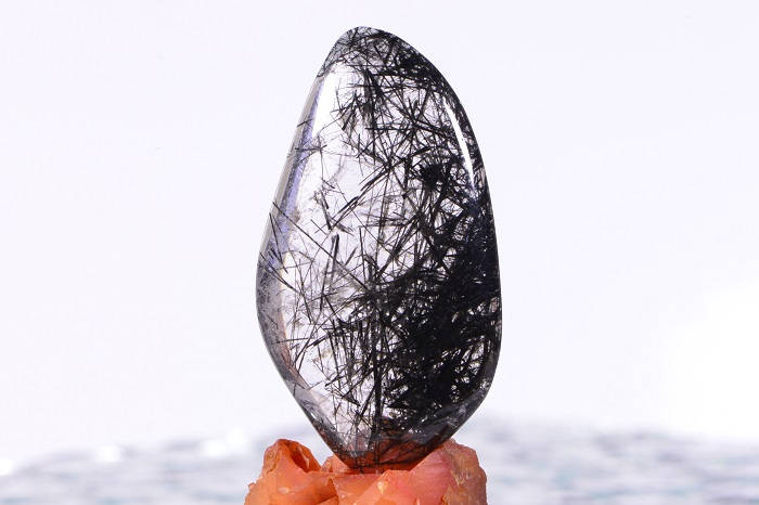 Natural Rutilated Quartz Cabochon: Black Needle Inclusions, Gem Grade AAA