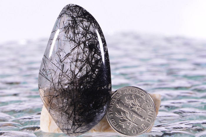 Natural Rutilated Quartz Cabochon: Black Needle Inclusions, Gem Grade AAA
