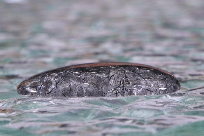 Black Rutilated Quartz Cabochon: Gem Quality Stone (46x39x6mm)