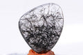 Black Rutilated Quartz Cabochon: Gem Quality Stone (46x39x6mm)