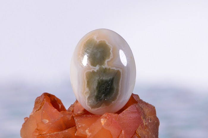 Ocean Jasper Cabochon: Green, White, and Tan Gemstone (16x12x4.9mm)