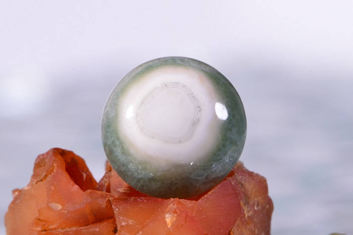 Ocean Jasper Cabochon: Green & White Gemstone (14x4.9mm)