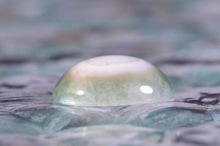 Ocean Jasper Cabochon: Green & White Gemstone (14x4.9mm)