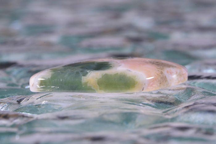 Ocean Jasper Cabochon: Green, Orange, and Yellow Gemstone (28x23x4.6mm)