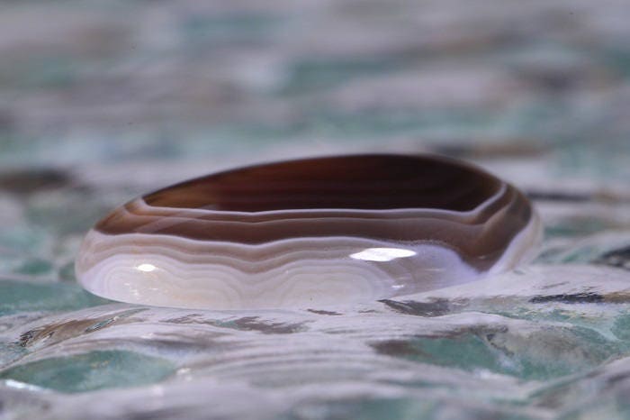 Banded Botswana Agate Cabochon: Brown, Grey, White Gemstone (25x18x5.3mm)