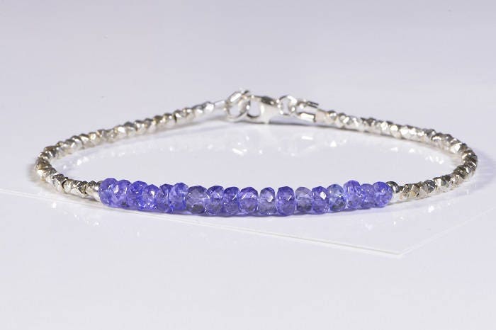 Tanzanite Bracelet, Sterling Silver Beads, Stacking Bracelet