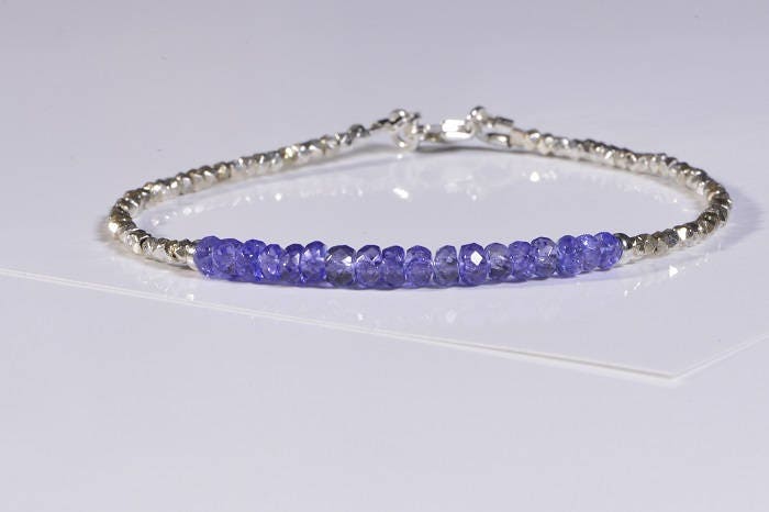 Tanzanite Bracelet, Sterling Silver Beads, Stacking Bracelet
