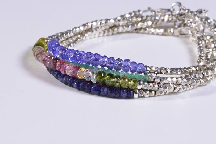 Tanzanite Bracelet, Sterling Silver Beads, Stacking Bracelet