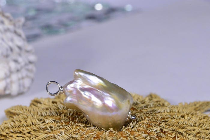 Baroque Pearl Necklace, Handmade Sterling Silver Pendant