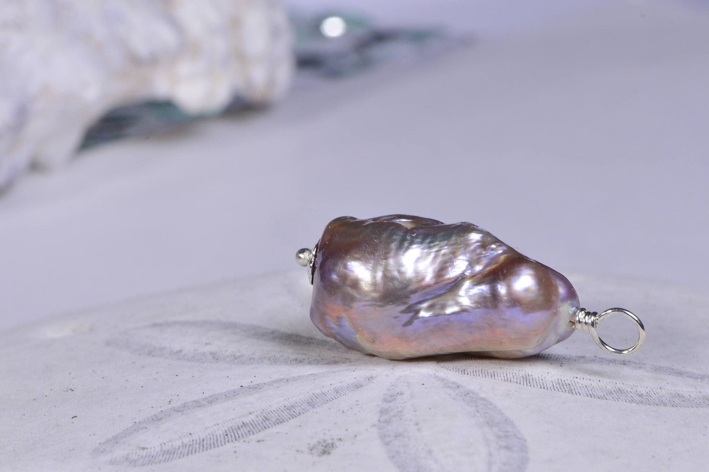 Handmade Sterling Silver Baroque Pearl Necklace, Gold Luster