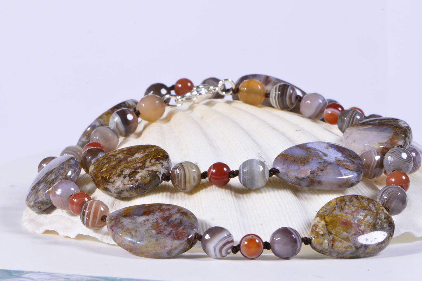 Handmade Pietersite Necklace, Agate & Sterling Silver, Beaded Gemstone Jewelry