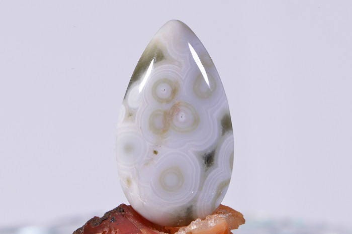 Ocean Jasper Teardrop Cabochon: Ringed Gemstone (34x20x6.2mm)