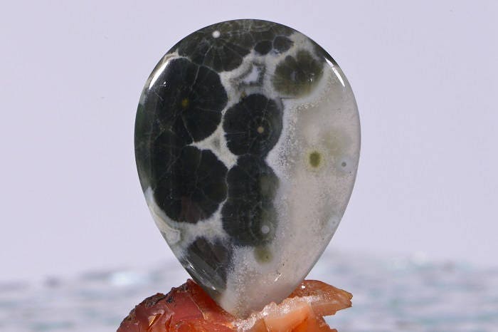 Ocean Jasper Cabochon: Teardrop Gemstone, 40x30x5.2mm