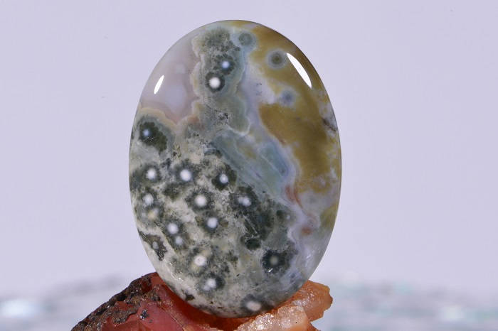 Ocean Jasper Cabochon: Oval Gemstone, 34x25x5.5mm