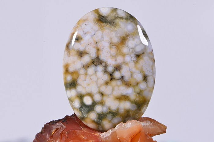 Ocean Jasper Cabochon: Oval Gemstone, AAA Grade (30x22x4.7mm)