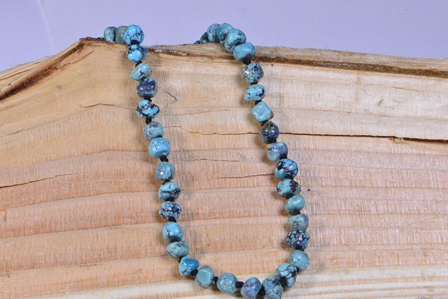 Genuine Turquoise Necklace Beaded Knotting Necklace For Man