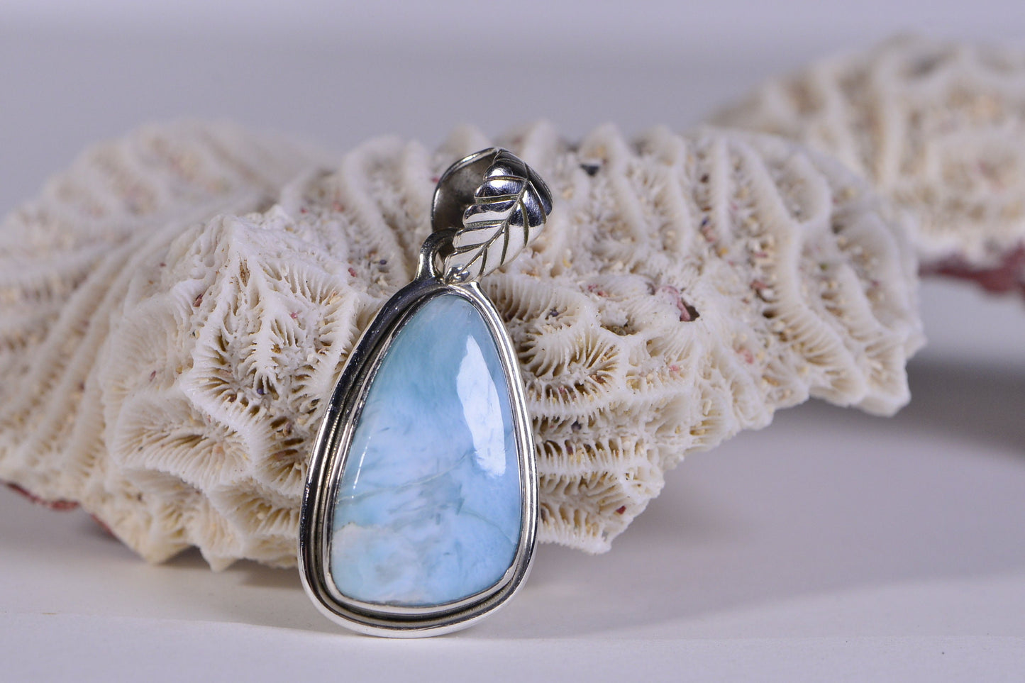 Larimar Pendant, Sterling Silver, Handmade Dominican Jewelry