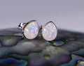 Sterling Silver Opal Stud Earrings: Teardrop Bezel Set