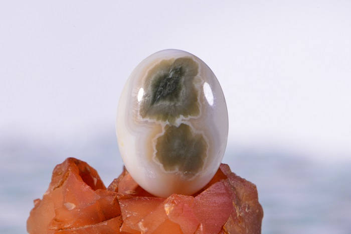 Ocean Jasper Cabochon: Green, White, and Tan Gemstone (16x12x4.9mm)