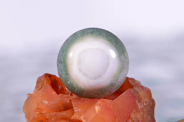 Ocean Jasper Cabochon: Green & White Gemstone (14x4.9mm)