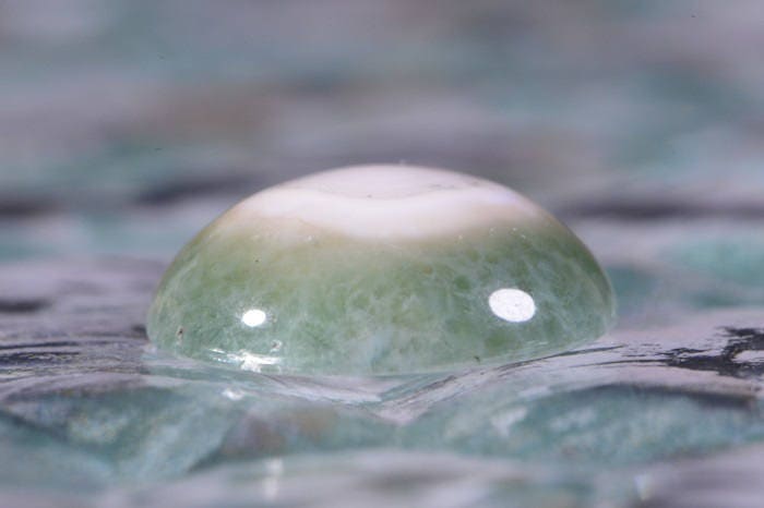 Ocean Jasper Cabochon: Green & White Gemstone (14x4.9mm)