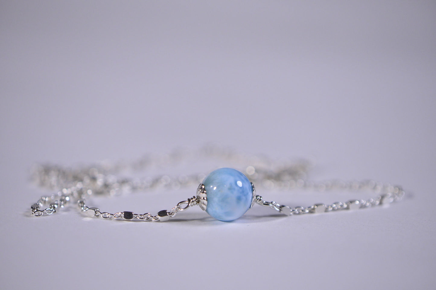 Larimar Sterling Silver Choker Necklace, Dominican Gemstone