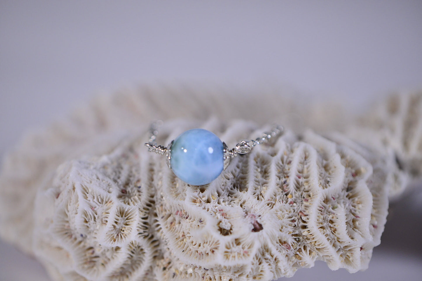 Larimar Sterling Silver Choker Necklace, Dominican Gemstone